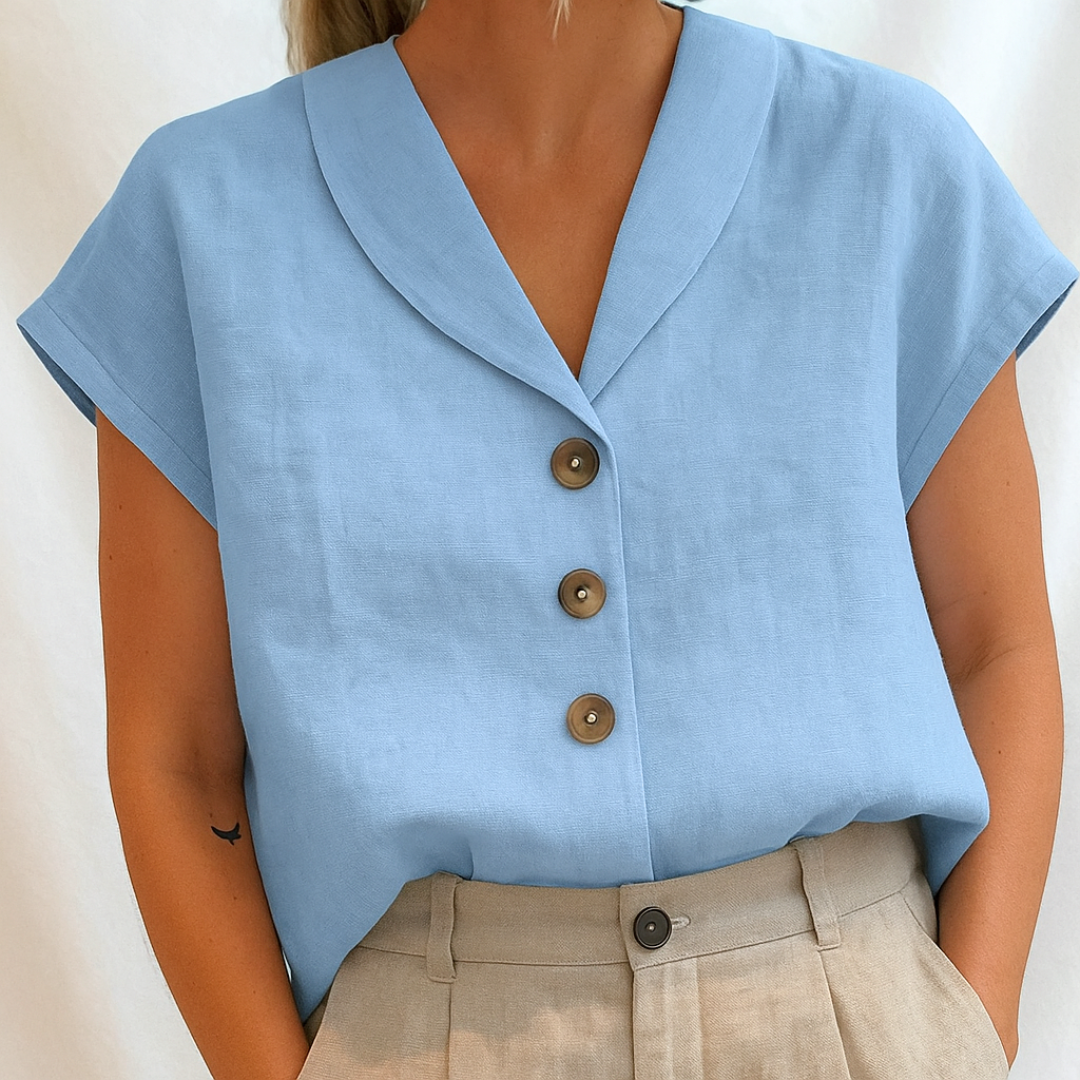 Emy™| Elegant ensfarget bluse