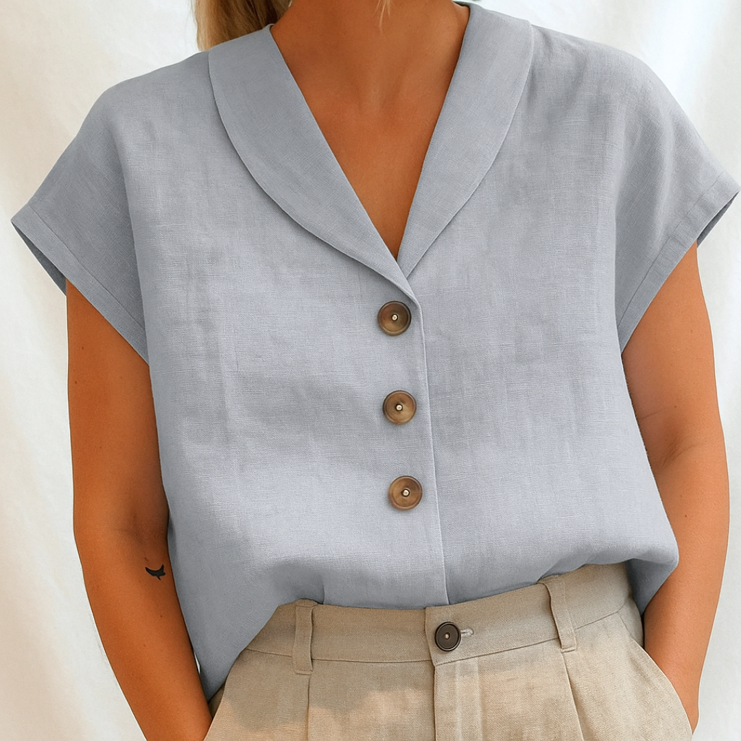 Emy™| Elegant ensfarget bluse