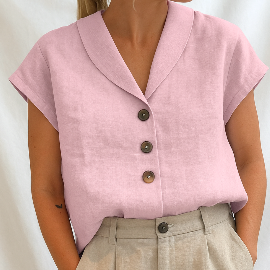 Emy™| Elegant ensfarget bluse