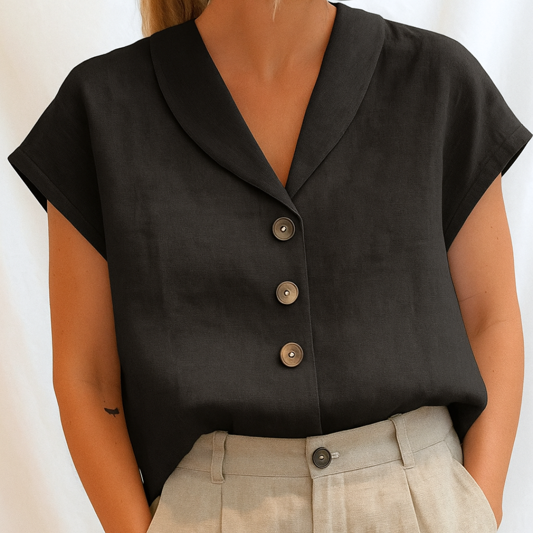 Emy™| Elegant ensfarget bluse