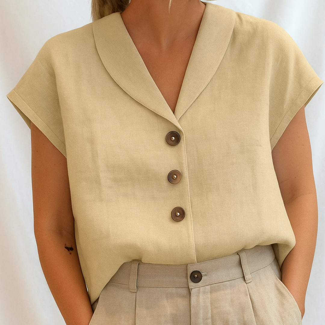 Emy™| Elegant ensfarget bluse
