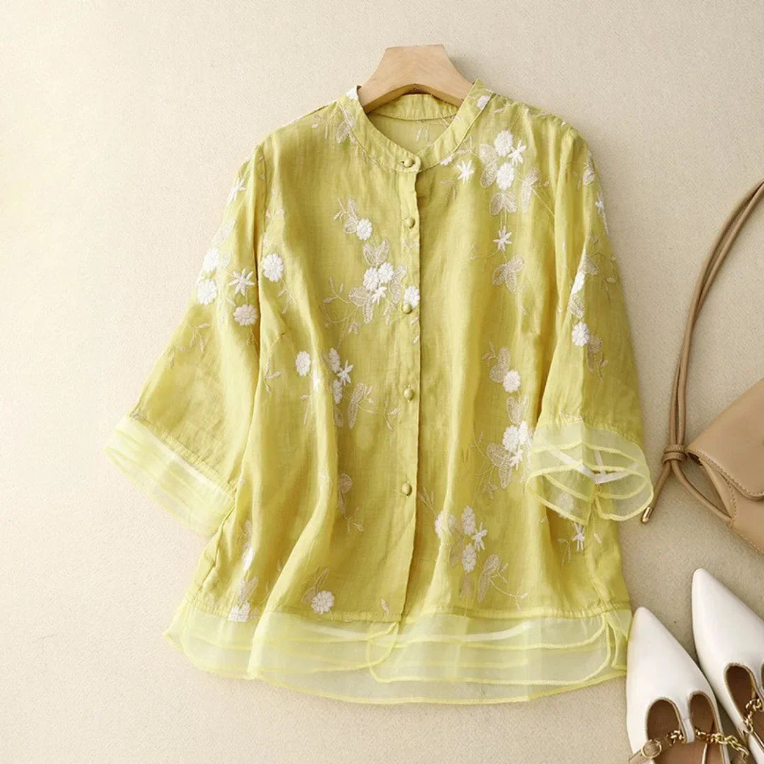Malin | Bluse med broderte blomster