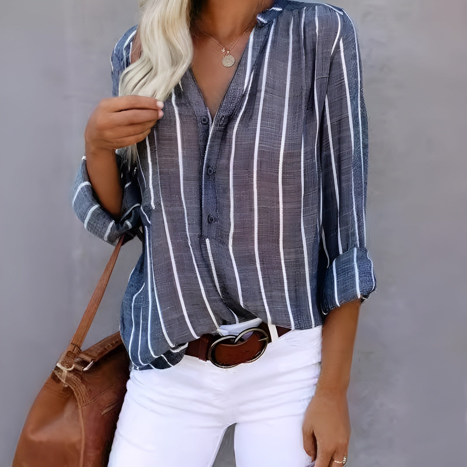 Maddie - Stripete Button-Up-Bluse