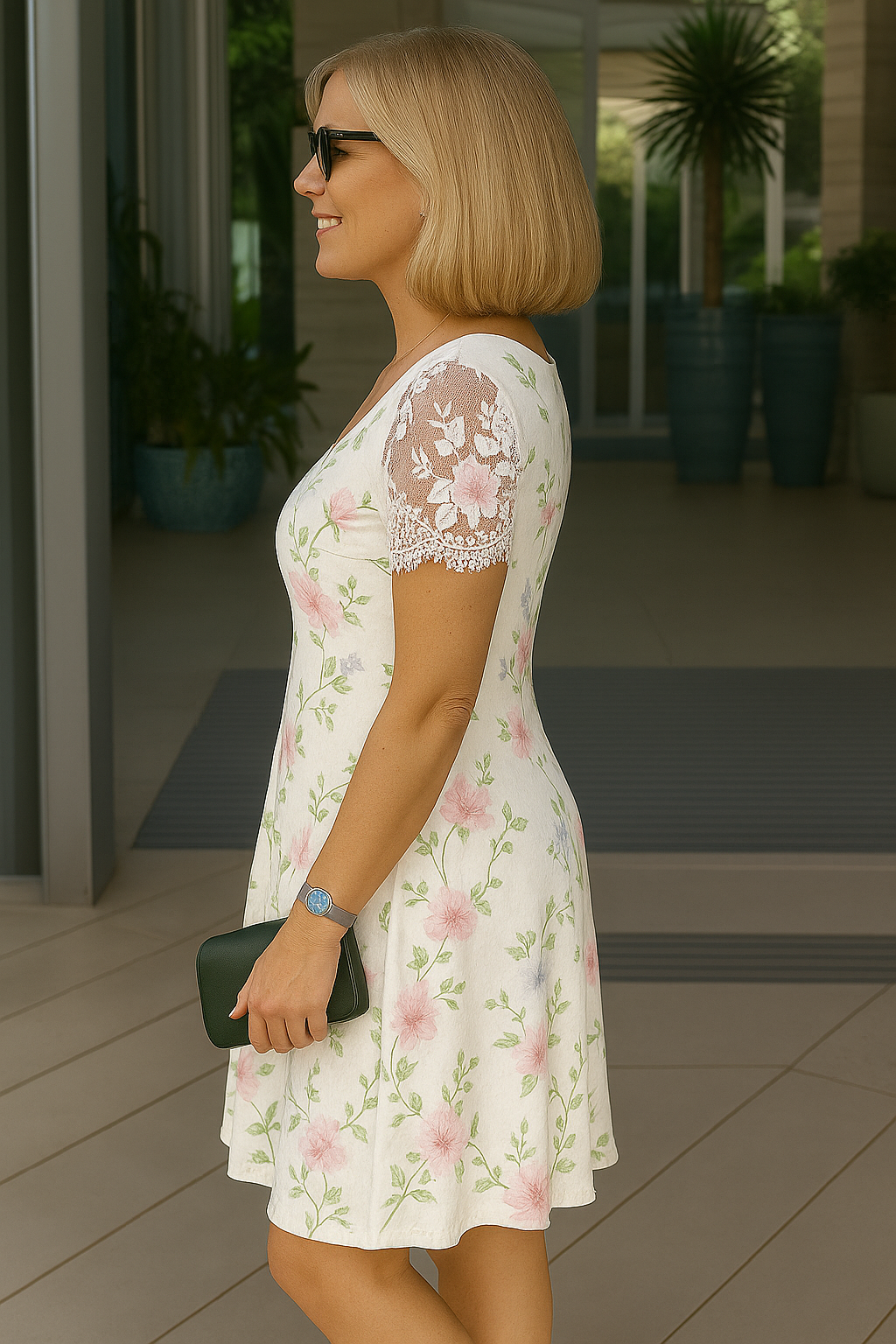 Amalie™ | Komfortabel midikjole med blondedetaljer