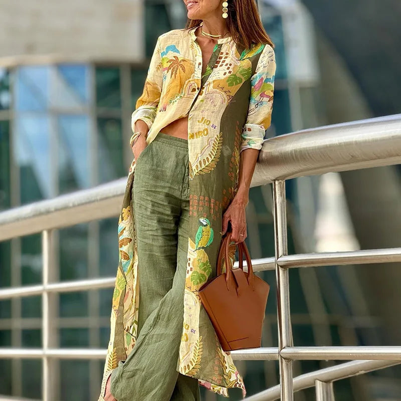 Miréliane – Elegant lin koordinerte antrekk