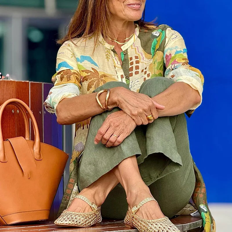 Miréliane – Elegant lin koordinerte antrekk